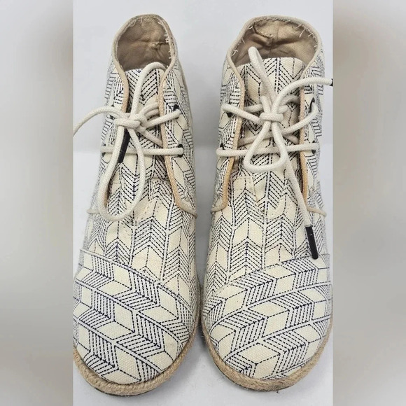 TOMS Desert Wedge Ink Sashiko Espadrilles Ankle Booties Size 7.5 - Picture 2 of 12